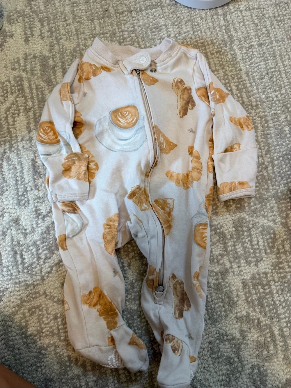 Burt's Bees Baby Cream Footed Pajamas with Tan Pastry Print